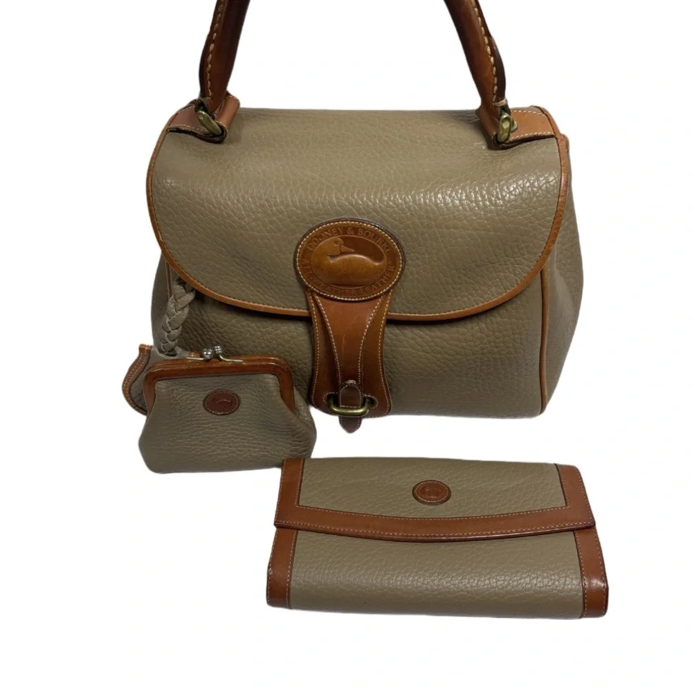 Vintage Dooney & Bourke Essex Top Handle Handbag Satchel Leather Purse W Wallets - Picture 16 of 16